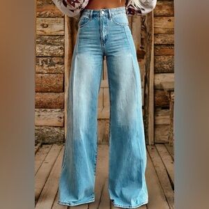 Vintage Washed High Waist Wide Leg Jeans